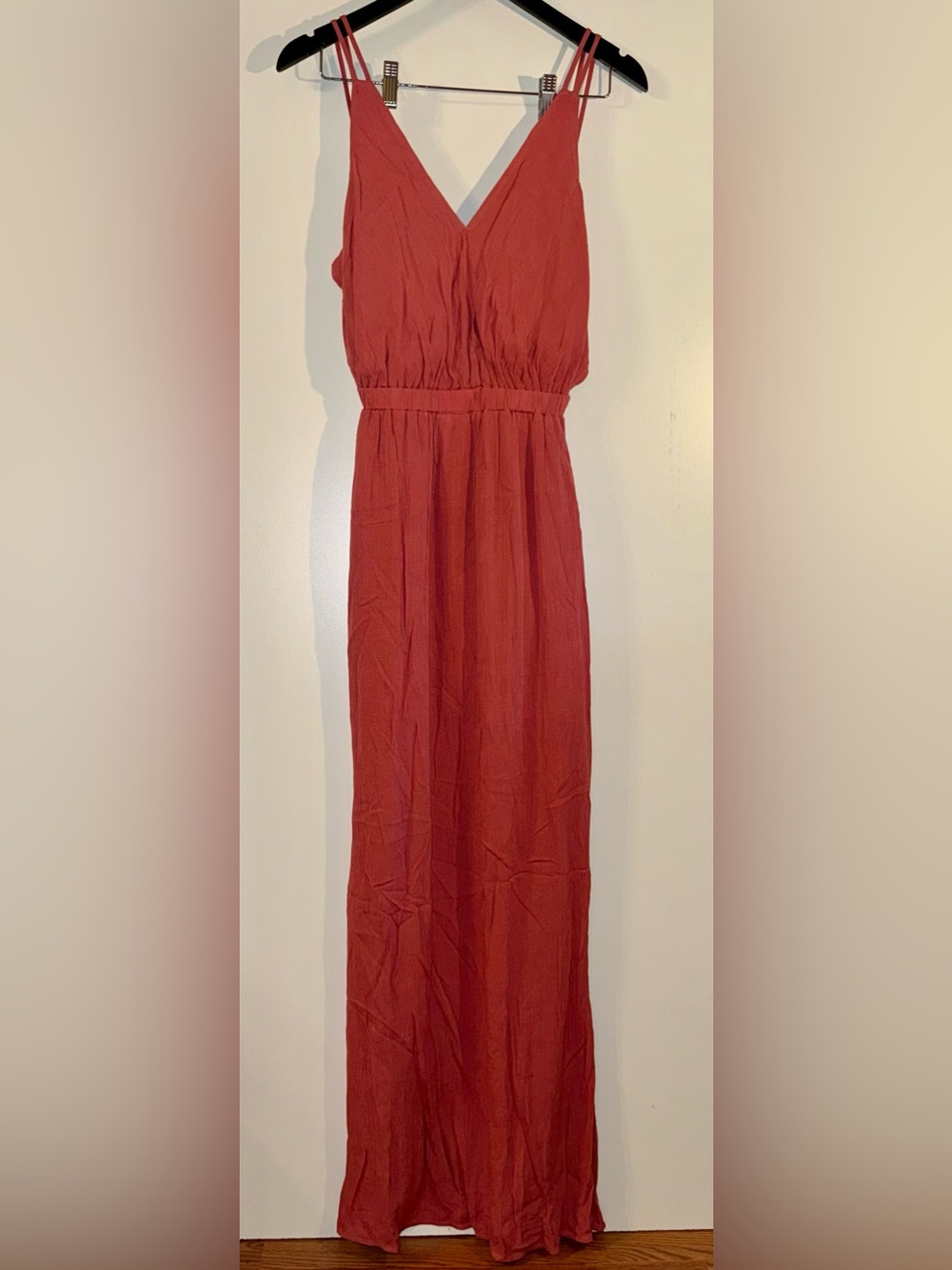 Lulu's Coral Pink Sleeveless V-Neck Maxi Dress